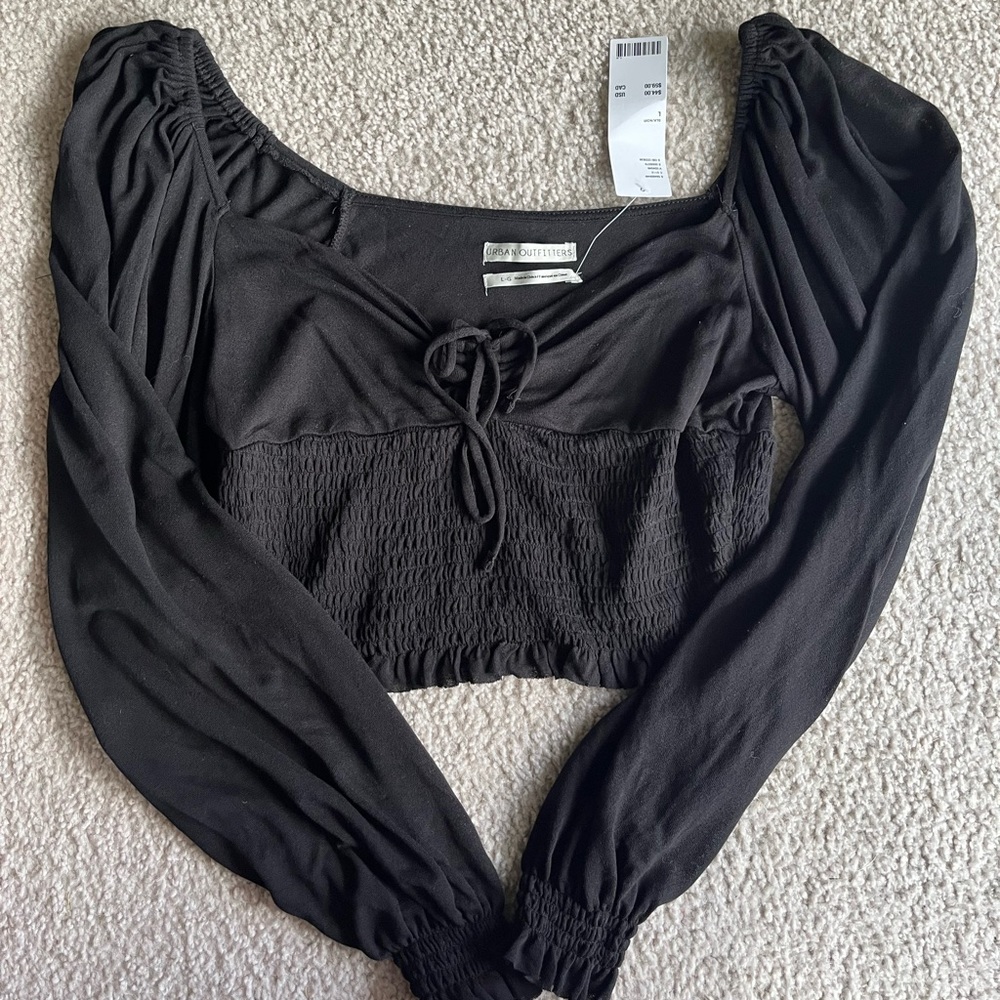 Urban Outfitters Black Puff Sleeve Top